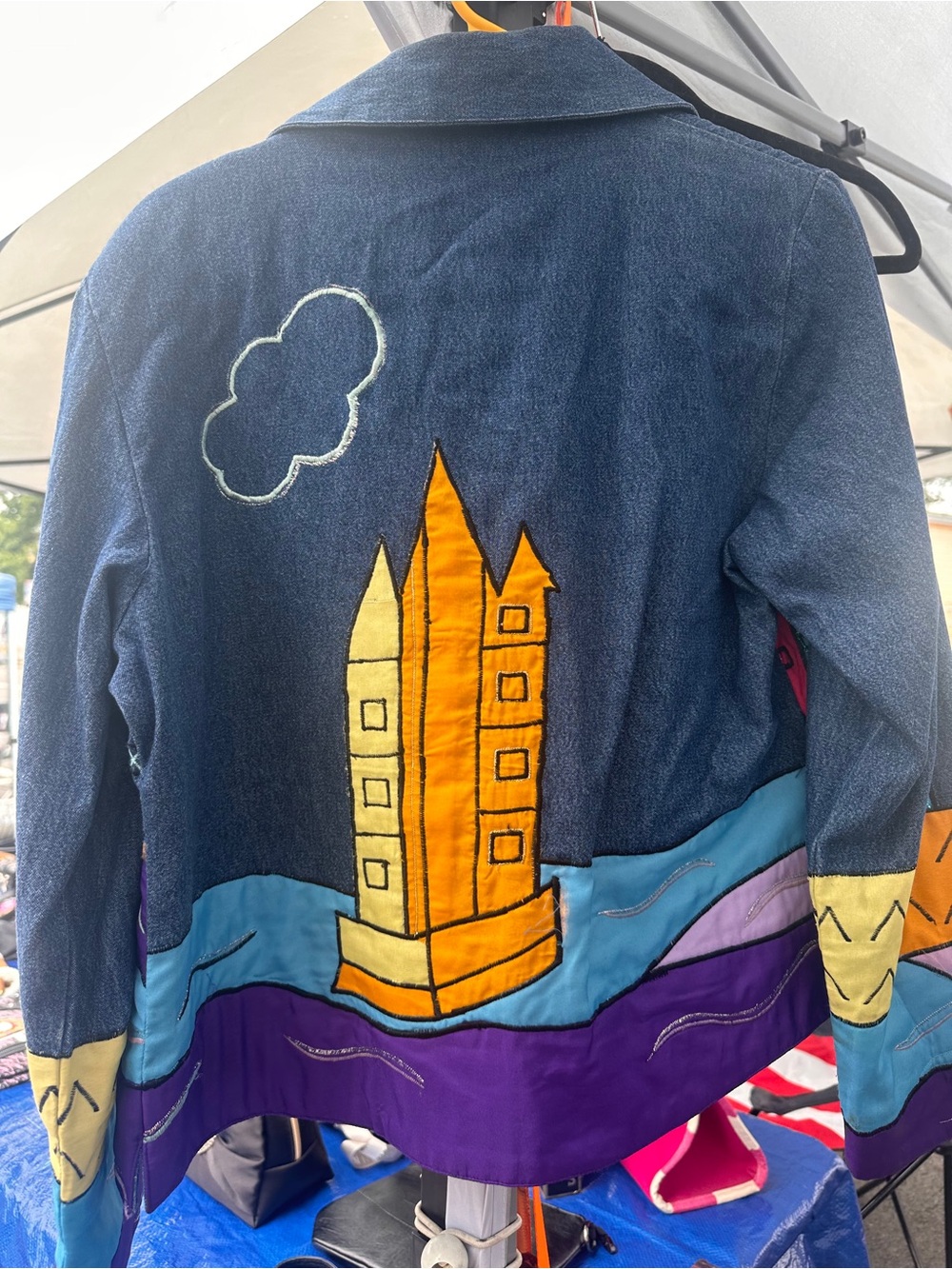 Kaktus Blue Denim Jacket with Multicolor Accent - Picture 6 of 9